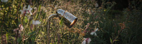 Polished nickel garden lights