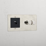 2G Dimmer Switch + USB A+C Fast Charge - Polished Nickel Black