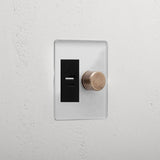 1G Two Way Dimmer + USB A+C Slimline Switch - Clear Antique Brass Black