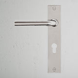 Apsley Long Plate Sprung Door Handle & Euro Lock - Polished Nickel
