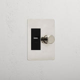 Two Way Dimmer & USB A+C Slimline Switch - Polished Nickel Black