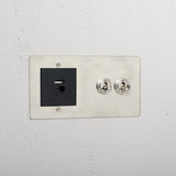 2G Toggle Switch + USB A+C Fast Charge - Polished Nickel Black