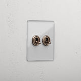 2G Two Way Toggle Slimline Switch - Clear Antique Brass