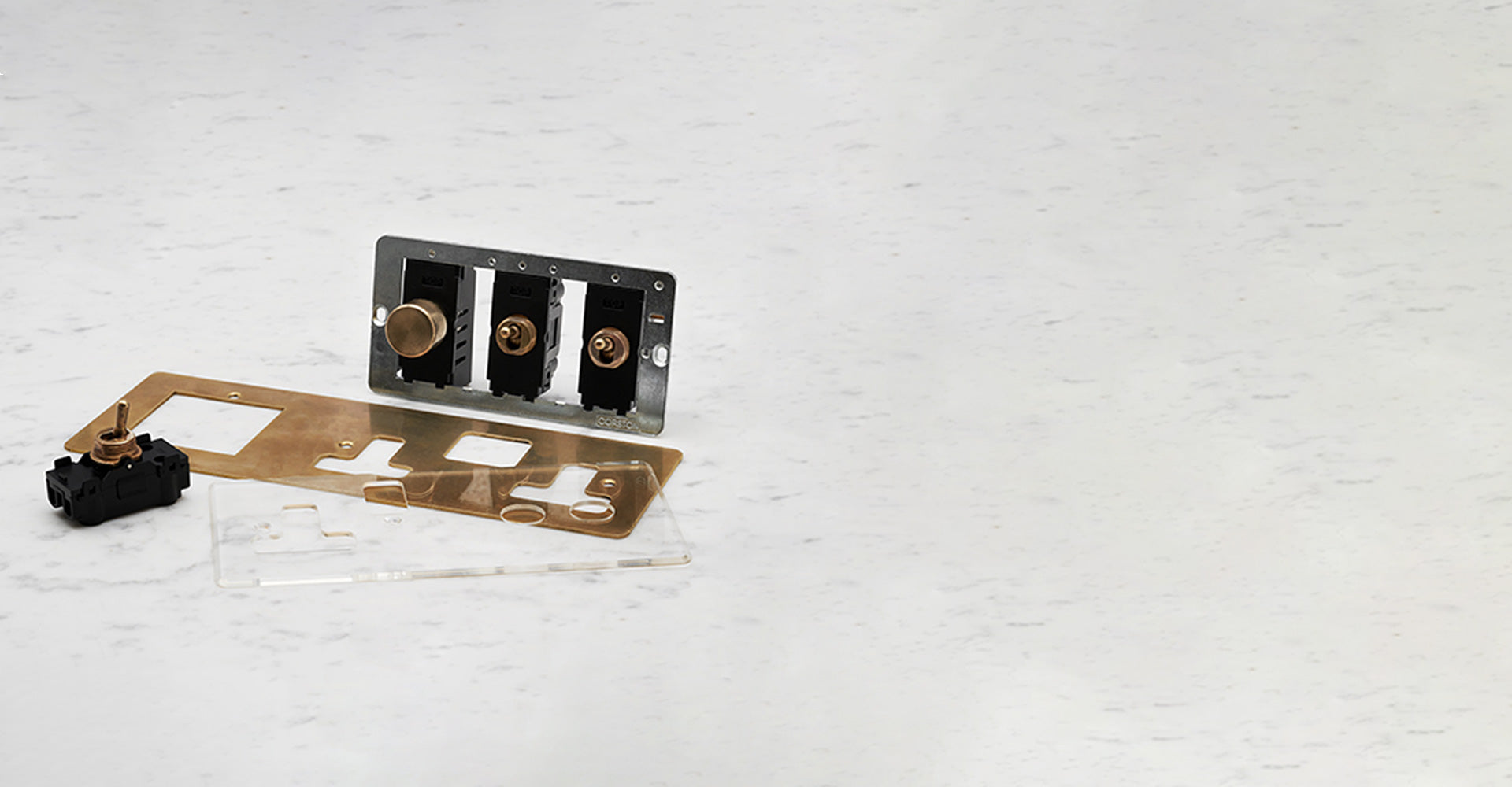 Antique Brass components dimmer and toggle switches