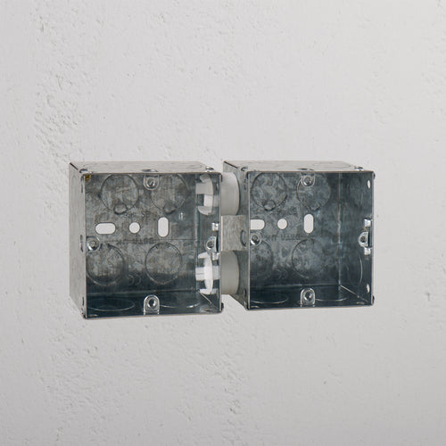 2x Single Metal Back Box 47mm, a sturdy rectangular electrical wall mounting box.